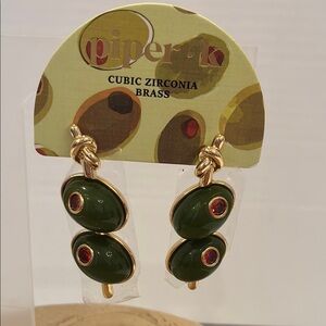 Piper K Olive 🫒 Earrings with Red Jewels ♦️ *New Style for Piper K*